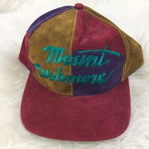 Vtg Suede Mount Rushmore SnapBack Hat 90’s Fresh